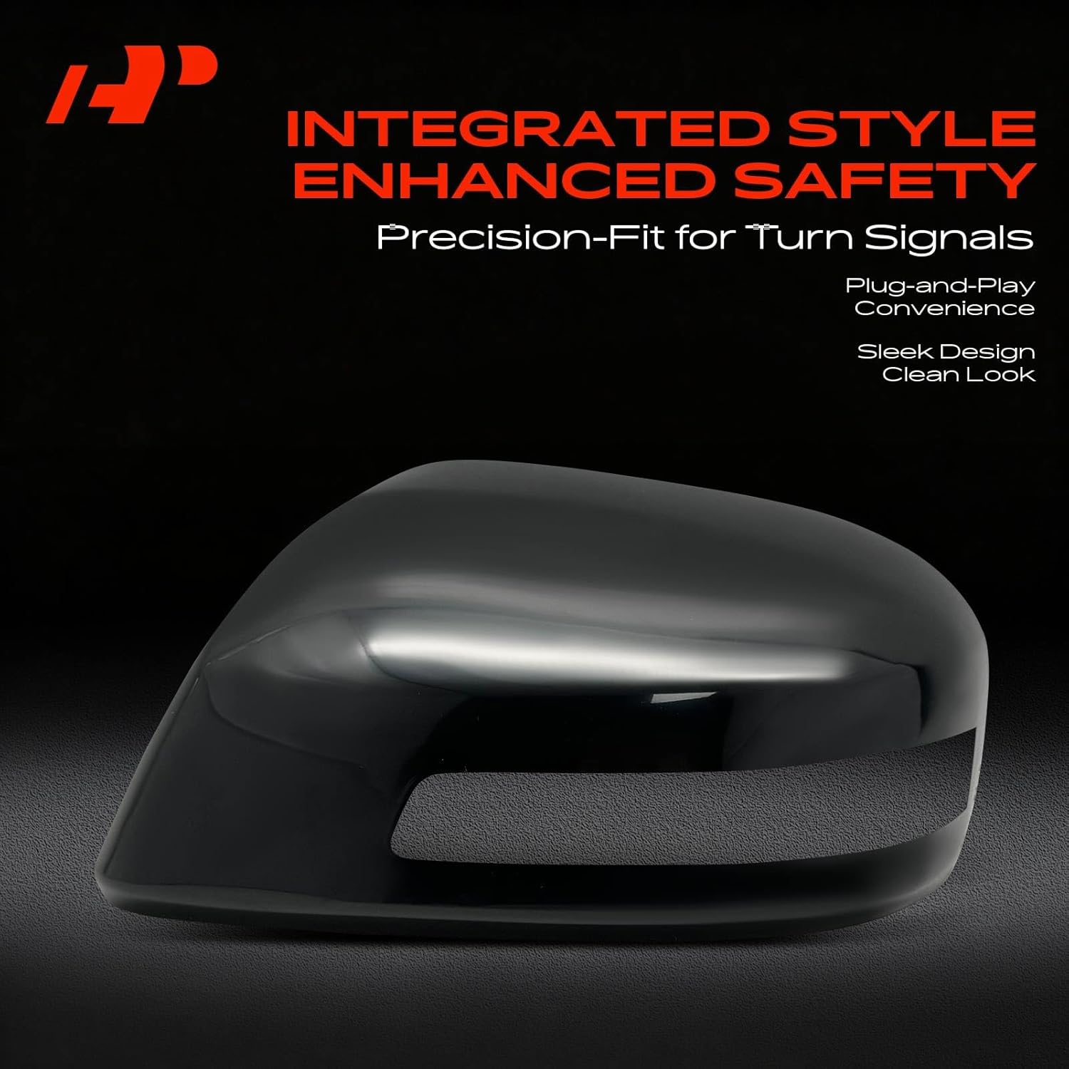 A-Premium Driver Side Rearview Mirror Cover Cap - Compatible with Honda Civic 2013 - Smooth Black, with Turn Signal Hole