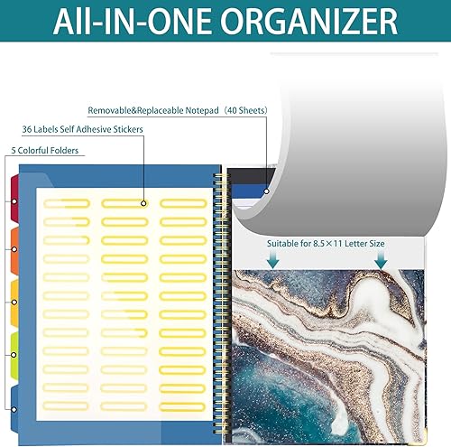 Miniatura 3 de QISTOQI Portapapeles en espiral con bloc de notas forrado recargable para tamaño de letra (11 x 8.5 pulgadas), portapapeles de tapa dura con 5