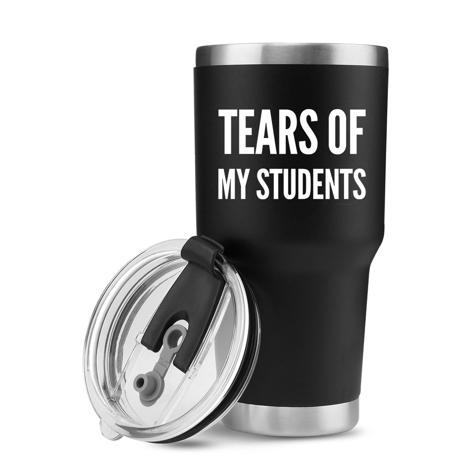 PanvolaTears Of My Students Vacuum Insulated Tumbler Teacher Gifts From Student Funny College Professor Graduation Appreciation Drinkware Travel Mug (30 oz, Black)