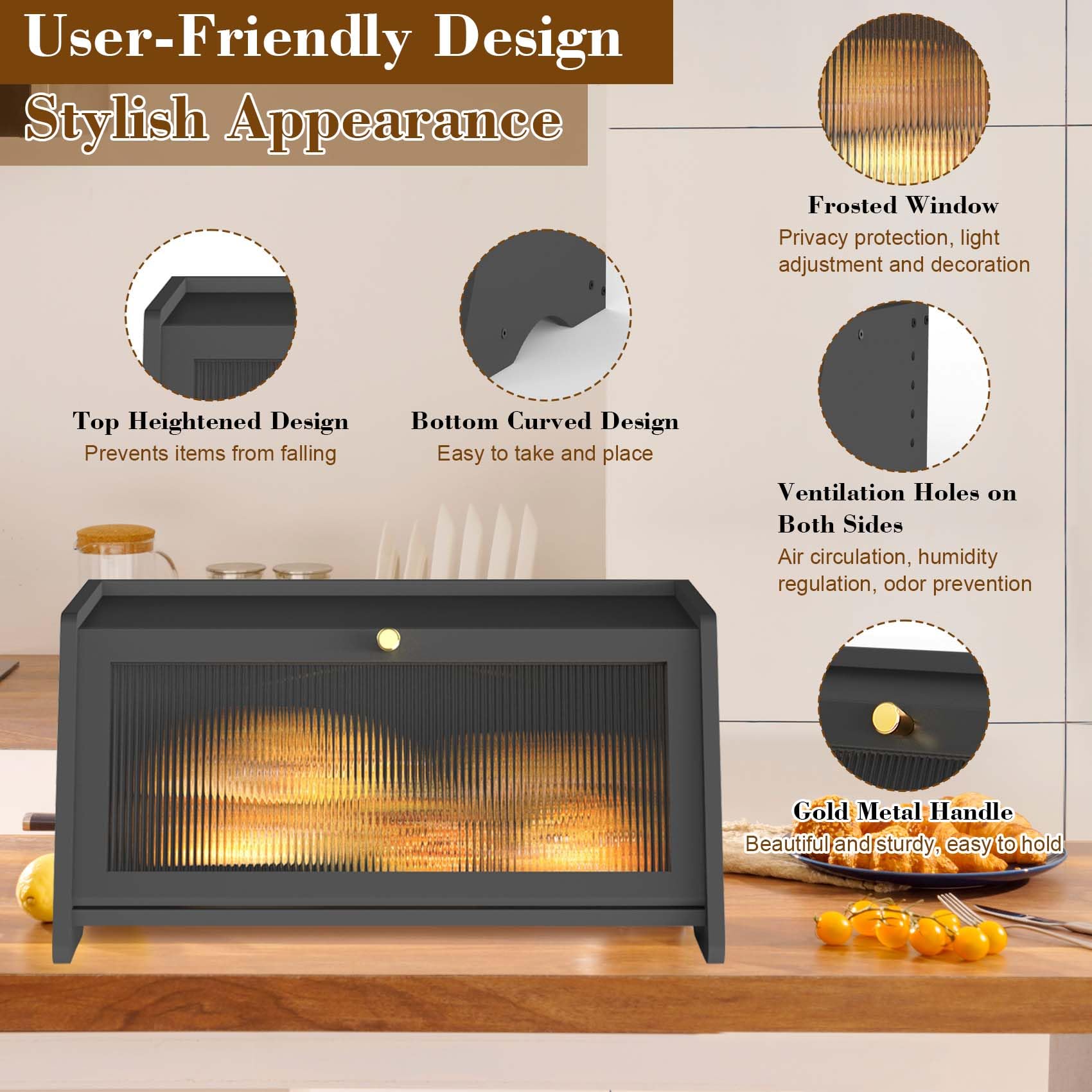 R S Trade Black Bread Bin - Image 4