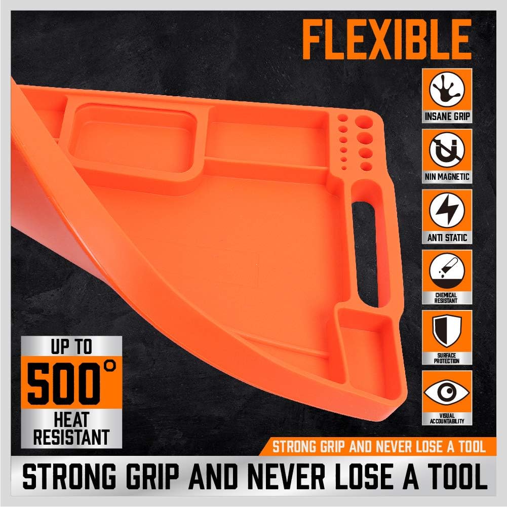 HORUSDY Medium Non-Slip Flexible Tool Tray | Tool Organizer | Tool Storage | Tool Holder | Tool Mats | Small Magnets Tray| Grip Mat Tool Mat | of Christmas Day Tools for Men : Home & Kitchen