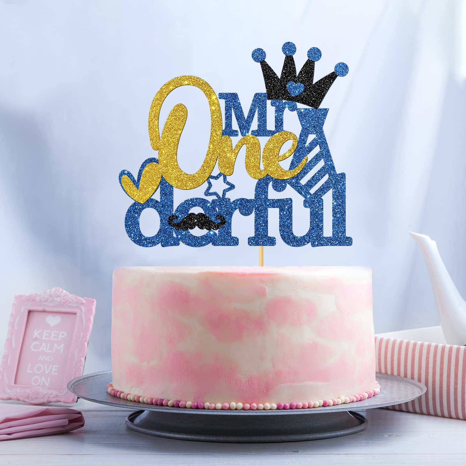 Mr ONEderful 1st Birthday Cake Topper - Black Cardstock For Boy's First Birthday Party
