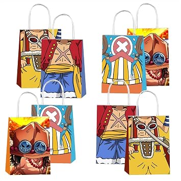 FFGJA 12pcs H Cartoon Party Gift Bags with Handles,Cartoon Birthday Party Supplies for Party Decorations.