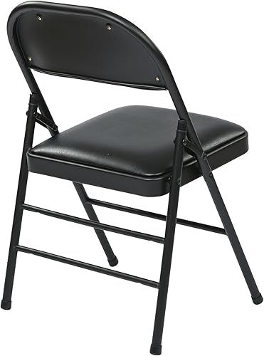 Miniatura 3 de Office Star FF Series - Juego de 4 sillas plegables de metal con asiento y respaldo acolchados de vinilo con límite de peso de 300 libras, color