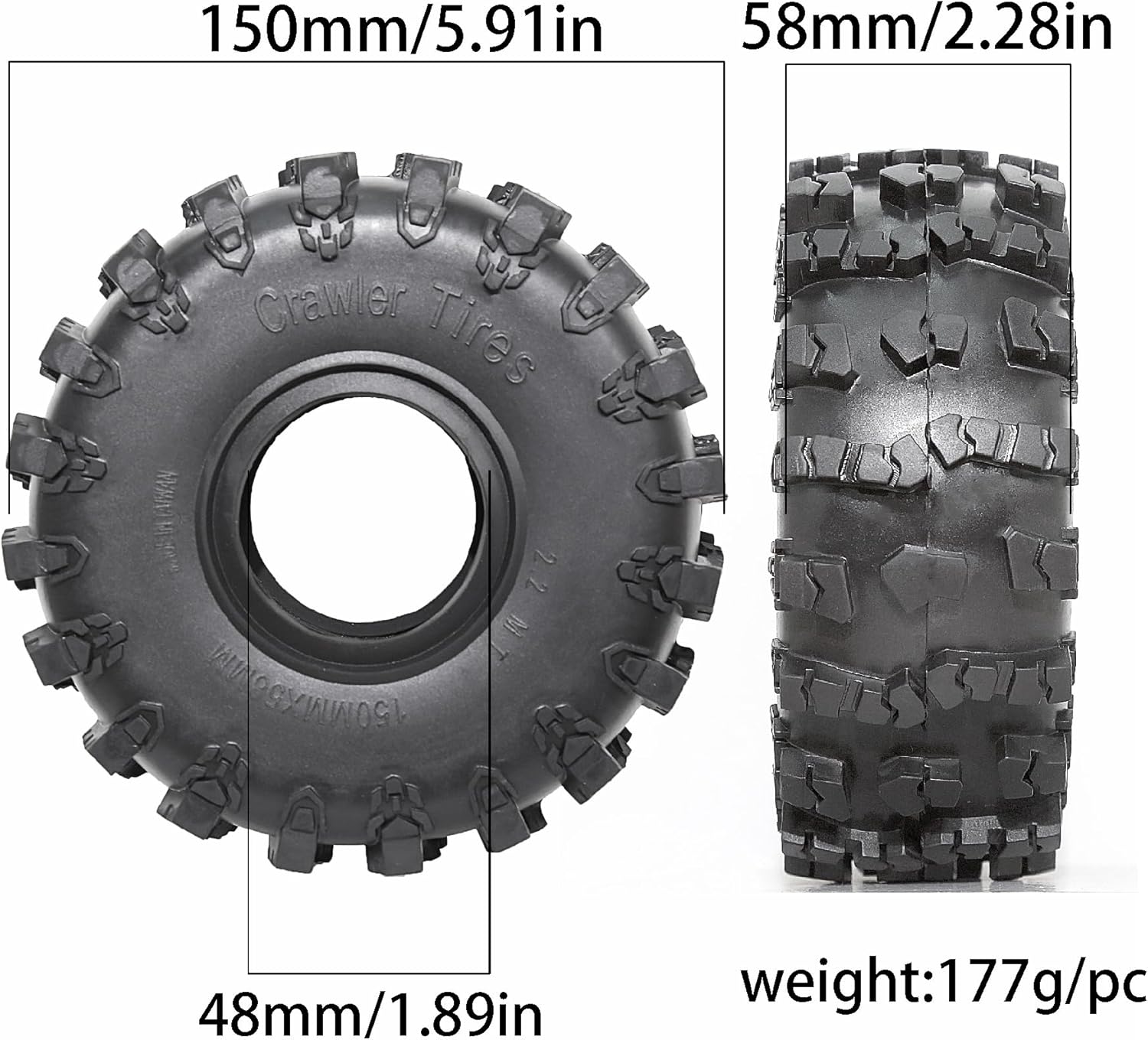STMU 2.2-inch RC Crawler Tires (4 PCS) - 5.91-inch with Super Grip Soft Tyres Compatible for 1/10 RC Rock Crawlers: Axial SCX10,RBX10,90047, D90, TF2, Tamiya CC01, Traxxas TRX (2.2)