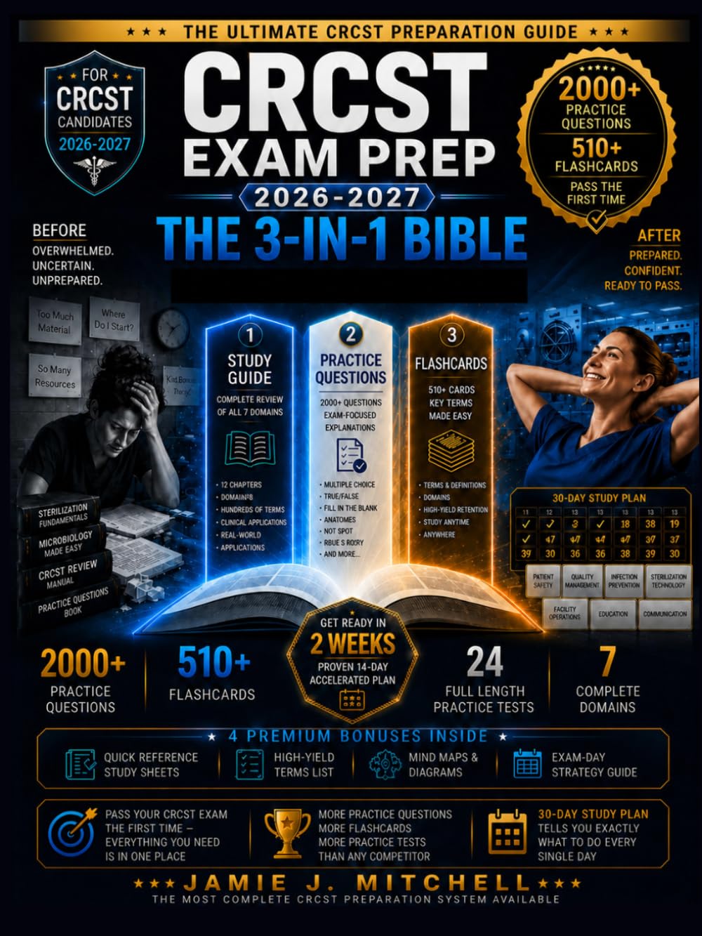 CRCST Exam Prep 2026-2027: The 3-in-1 Bible: 2,000+ Practice Questions with Detailed Answer Explanations, 9 Full-Length Mock Exams, 510+ Flashcards, Proven Test Strategies, 14-Day Study Guide