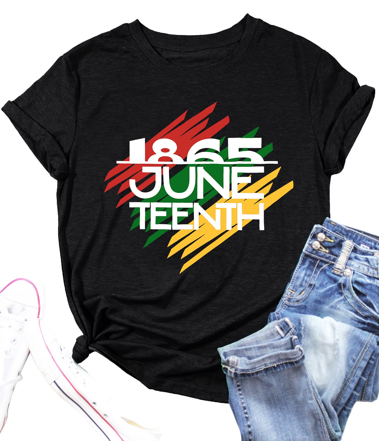 Juneteenth Shirts for Women 1865 Graphic Tshirt Casual Rainbow Tees Freedom Blouse Tops