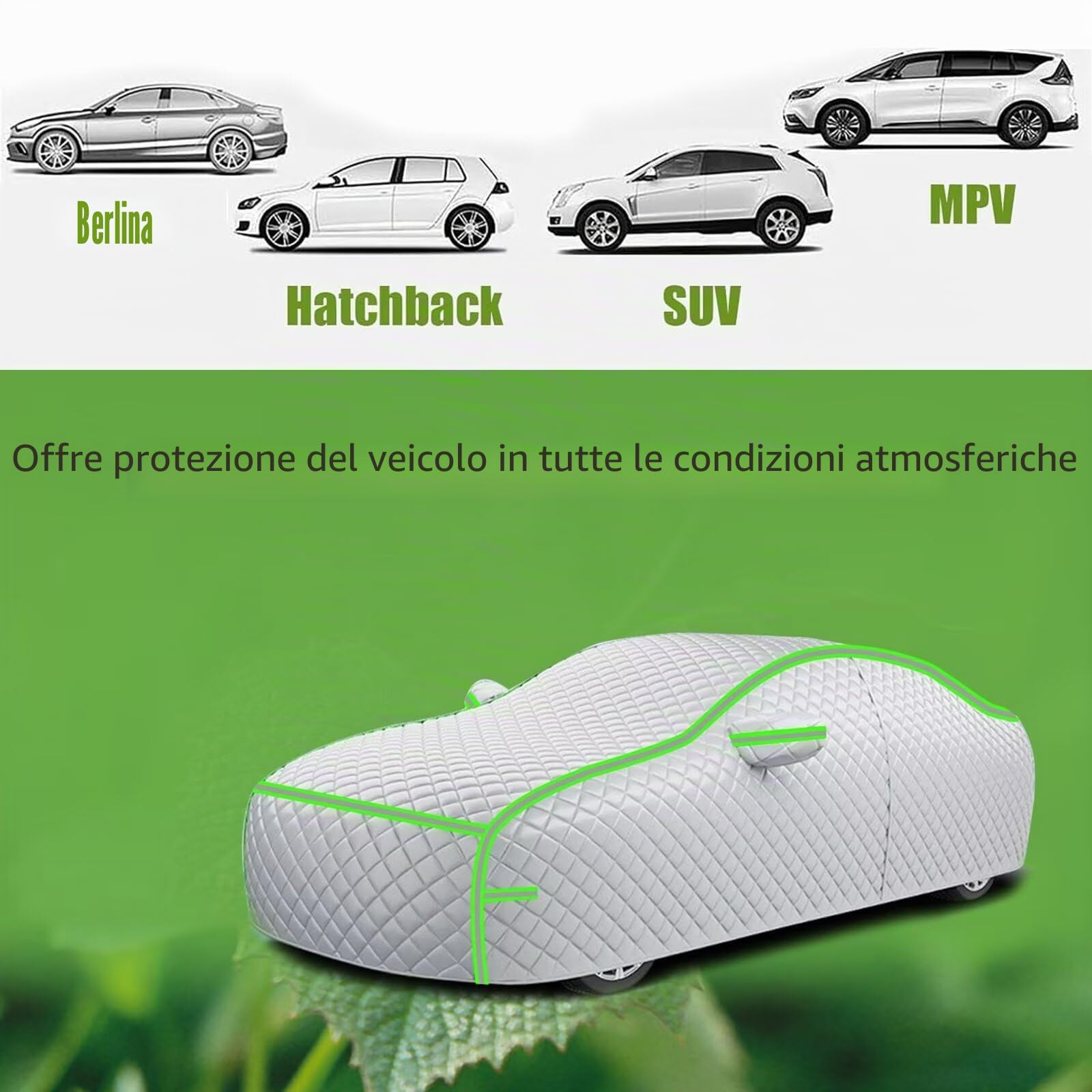 Telo Antigrandine Per Auto Compatibile Con JEEP Compass 2006-2026,antigrandine,antinevischio,impermeabile,antipolvere,antigelo,anti-UV,antineve(Silver Green)