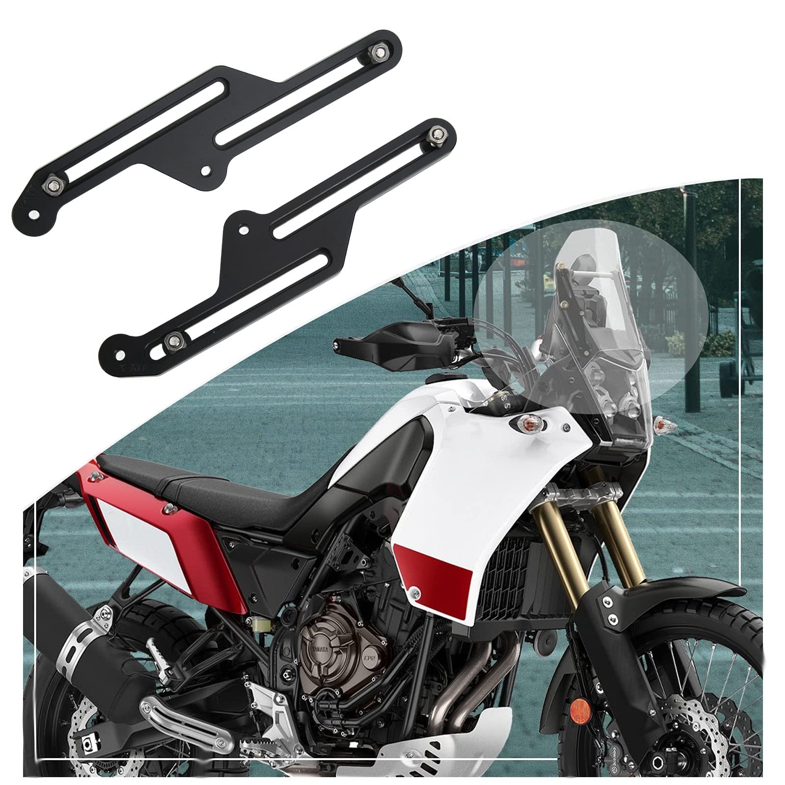 Aramox Regulatory przedniej szyby, para regulowanych czarnych anodowanych uchwytów przedniej szyby motocykla do Tenere 700 XT700Z 2019-2021