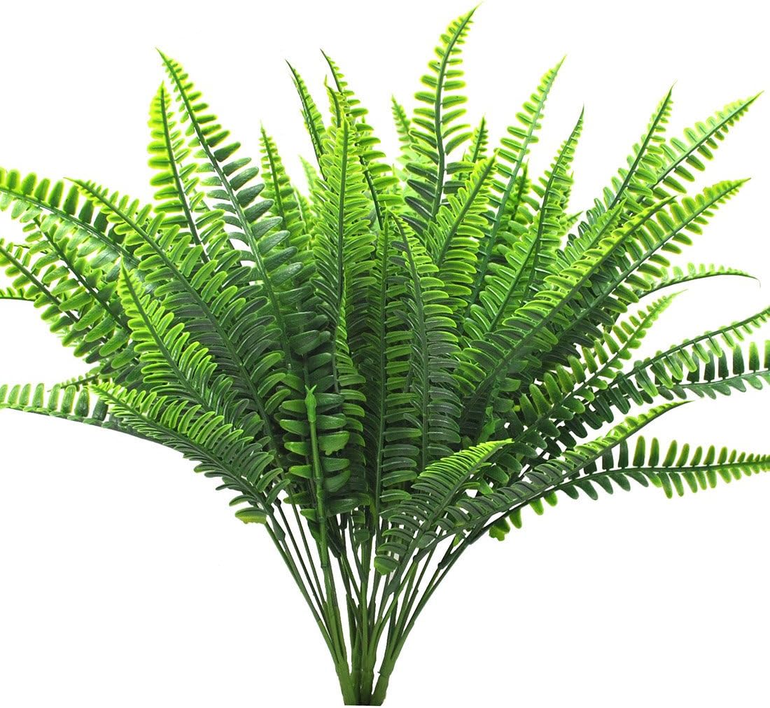 4Pcs Artificial Shrubs Boston Fern Bush Plant Greenery Bushes Fake Outdoor Plant for Wall Indoor Wedding Greenery Garland