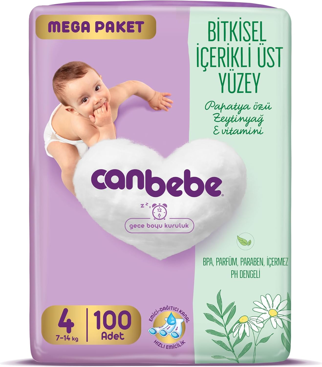 Canbebe Bebek Bezi 4 Beden (7-14 kg) 100 Adet