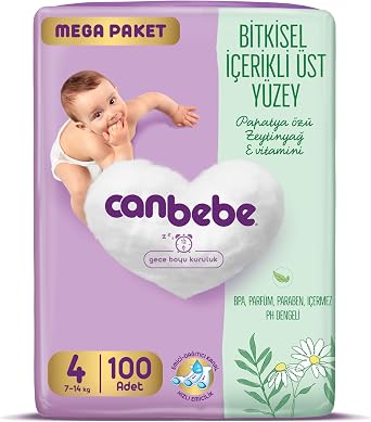 Canbebe Bebek Bezi 4 Beden (7-14 kg) 100 Adet