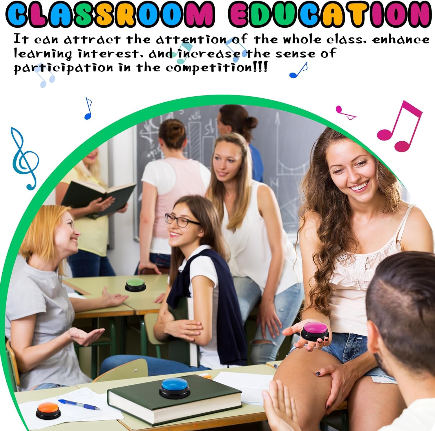 Honoson 8 Pack Recordable Answer Buzzers for Classroom,Novelty Color
