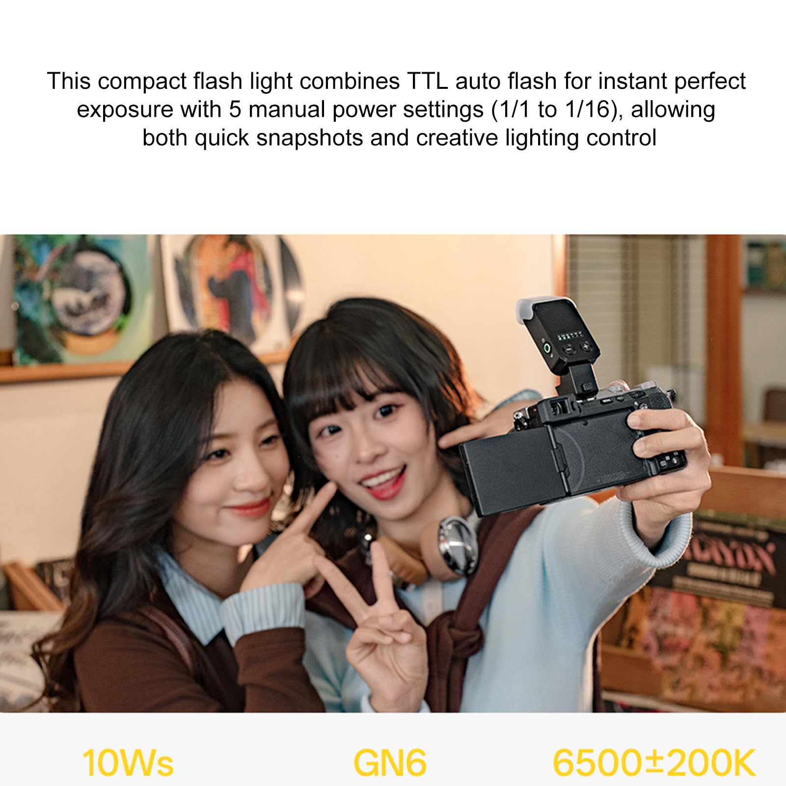 Sxhlseller Flash TTL Pieghevole con 5 Livelli Manuali, 700 Flash Ricaricabili da 420 MAh, Compatto con Diffusore per Ritratti di Viaggio (Z2-N)
