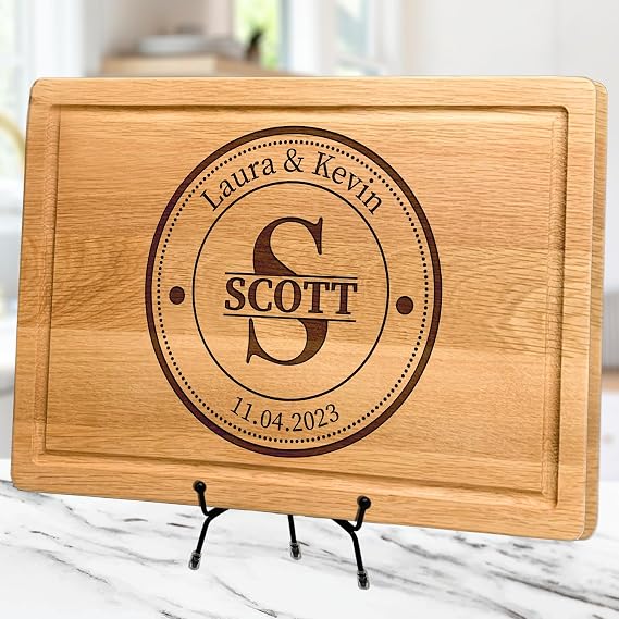 Personalized Cutting Board, Perfect Gifts for Couples or Parents, Customizable Christmas Gifts, Wedding, Anniversary, House Warming Gift Idea, Wooden Kitchen Decor New Homeowners (Bamboo, Small)
