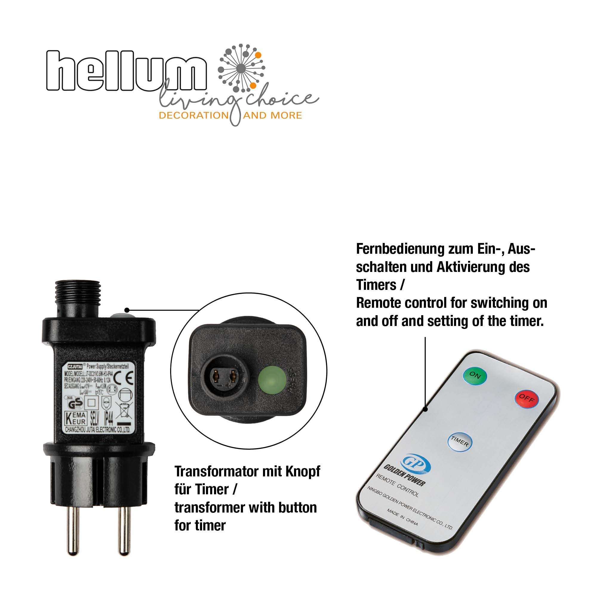 hellum LED Lichterkette Außen oder Innen, Fernbedienung mit Timer, Warmweiß, Lichterkette strombetrieben mit 240 LED, Weihnachtsbaumbeleuchtung mit Kabel in Grün <59 lm 151244