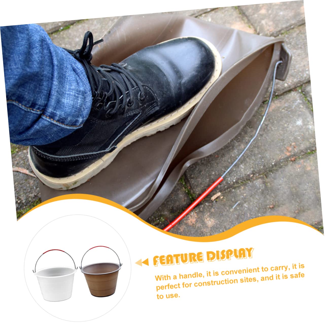 Veemoon 2pezzi Secchio Di Stoccaggio Plastica Resistente All Usura Per Cemento Secchio Antischiacciamento Per Cantieri Edili Design Multi-funzionale Leggero e Facile Da Trasportare