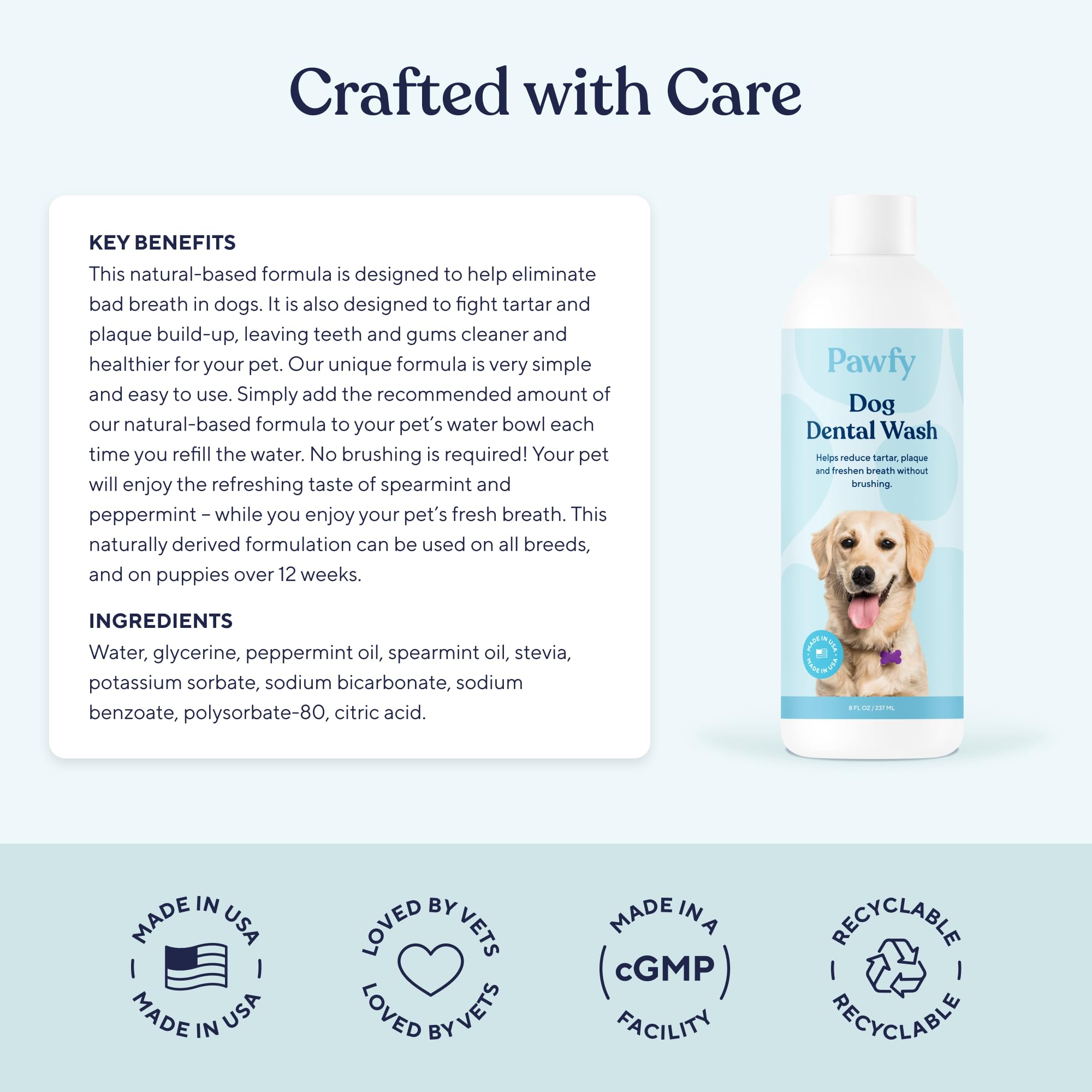 Pawfy Dog Breath Freshener with Specialized Dental Care Formula | Dog Teeth Cleaning & Mouthwash | Helps Freshen Dogs Breath with Easy Water Additive | Supports Plaque and Tartar Control - image 4