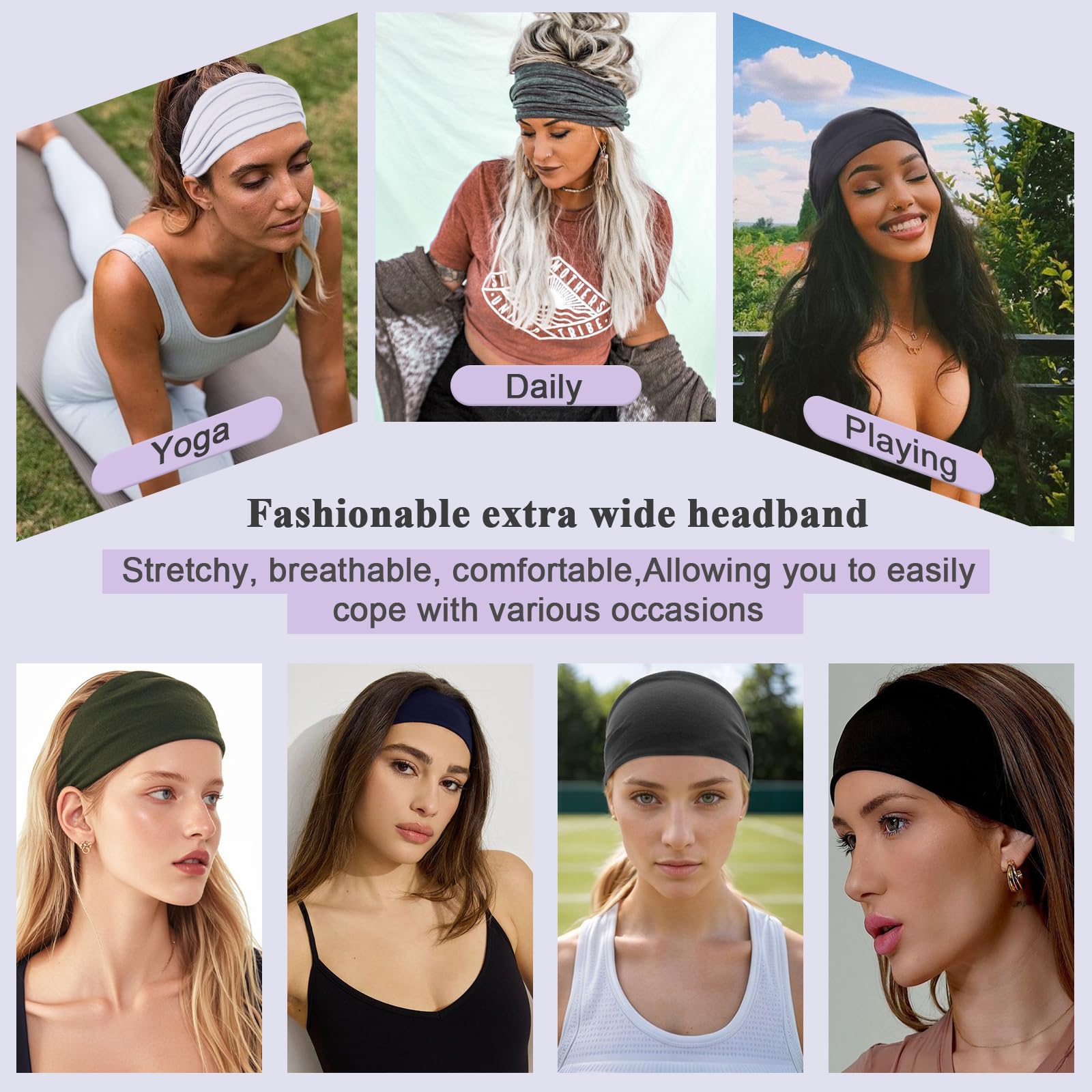 6 Pack Extra Wide Stretch Headbands for Women Workout Sports Turban Hair Band Amazon.com : XTREND 6 Pcs Headbands for Women Extra wide  main image 4