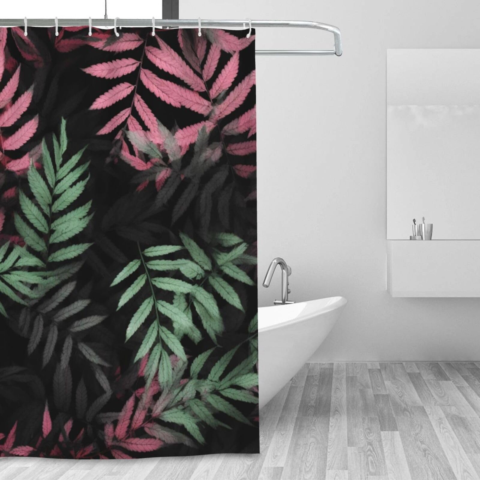 Rideau de douche anti moisissure et imperméable motif feuilles exotiques