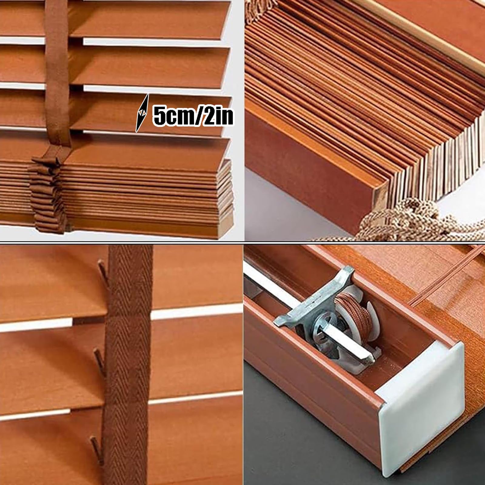 Persianas Venecianas de Madera Persianas Horizontales de Interior, Tamaños Personalizables 40 60 80 100 110 120 130 140 150 160 cm Estores De Parasol para Cocina/Oficina/baño(Marrón d)