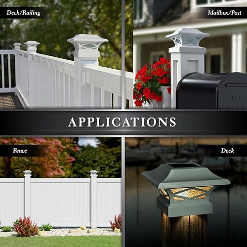 Miniatura 7 de Classy Caps SLK807B - Tapa solar con doble iluminación Kingsbridge, versátil iluminación para exteriores y vallas, se adapta a postes de 3.5 x 3.5,