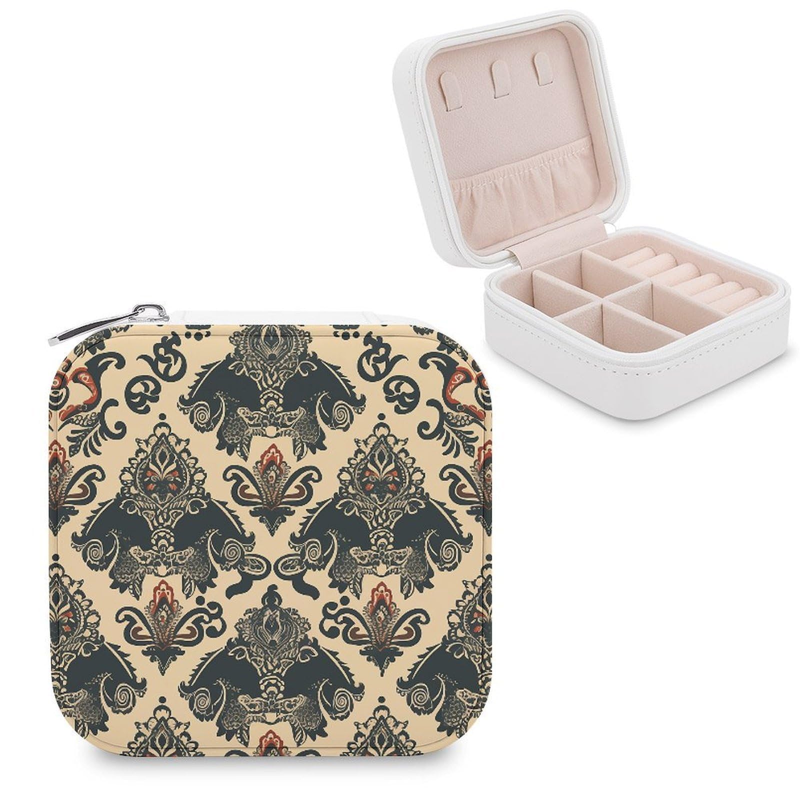FekiLoot Asian Elephants Jewelry Case Personalized Leather Jewelry Box Mini Travel Jewelry Case Small Portable Jewelry Organizer for Ring Earrings Necklace Bracelet