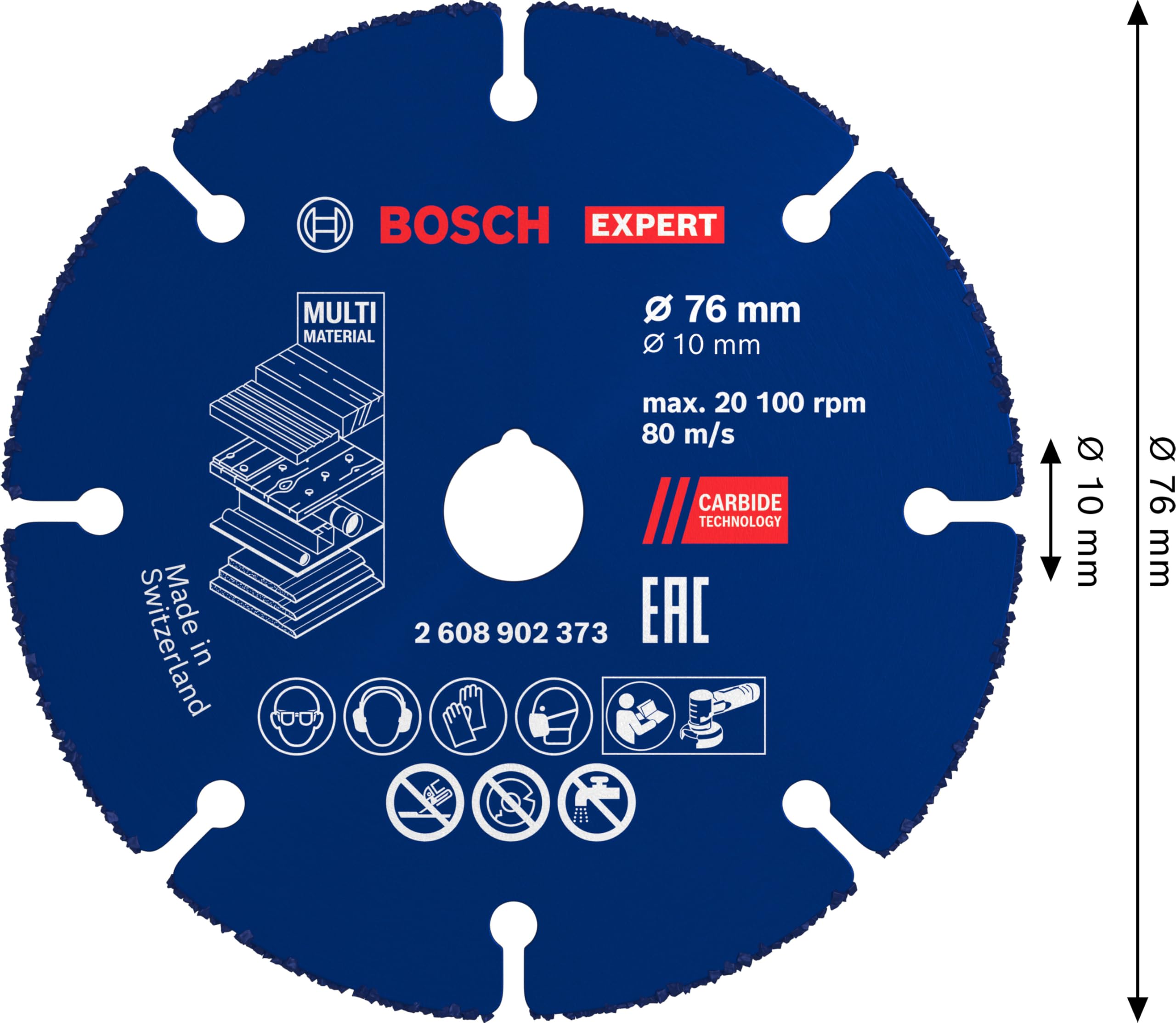 Bosch 1x Disco de corte EXPERT Carbide Multi Wheel para miniamoladoras (para Madera dura, Madera con clavos, Ø 76 mm, Professional Accesorios Mini amoladora)