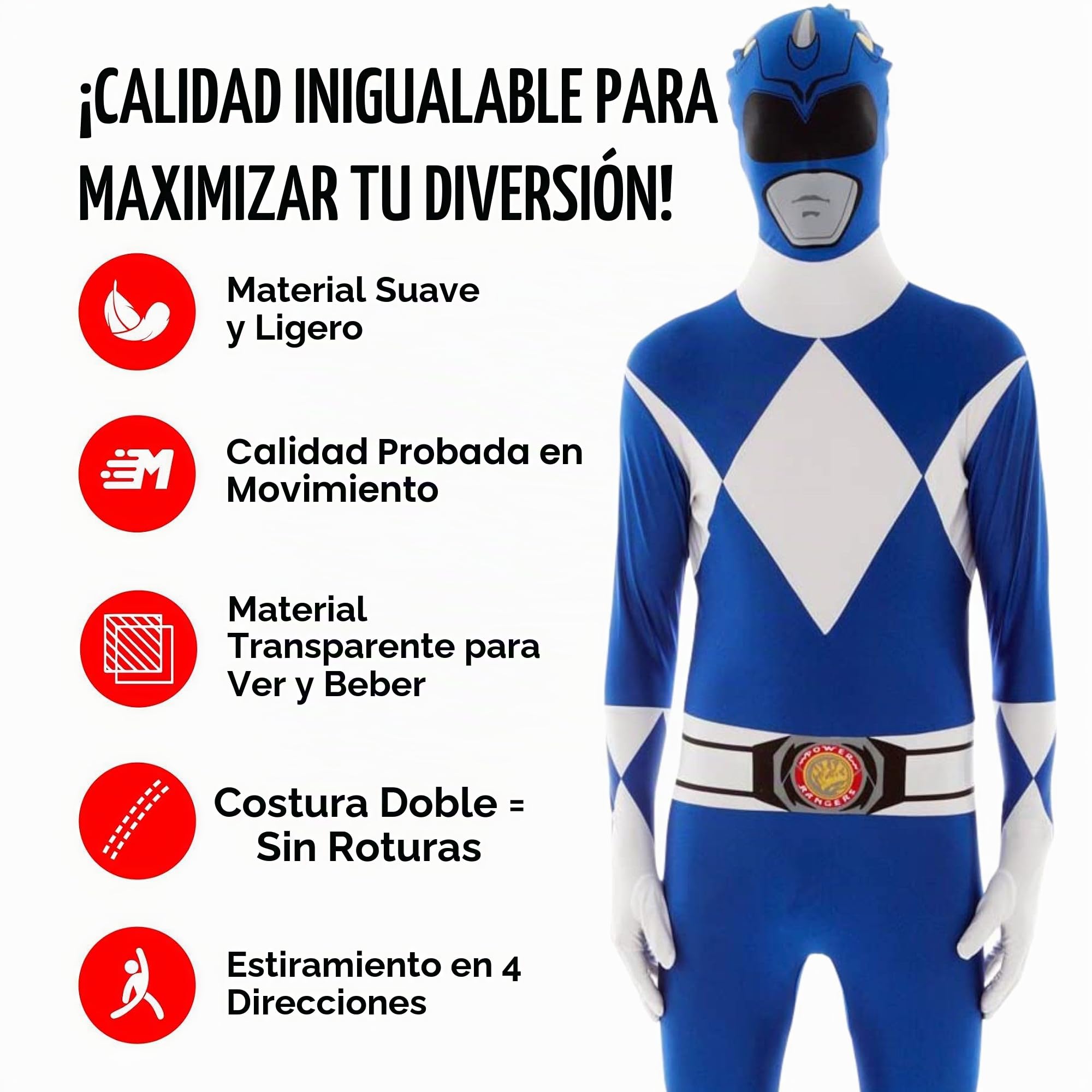 Morphsuits Disfraz Power Ranger Adulto, Disfraz Halloween Hombre