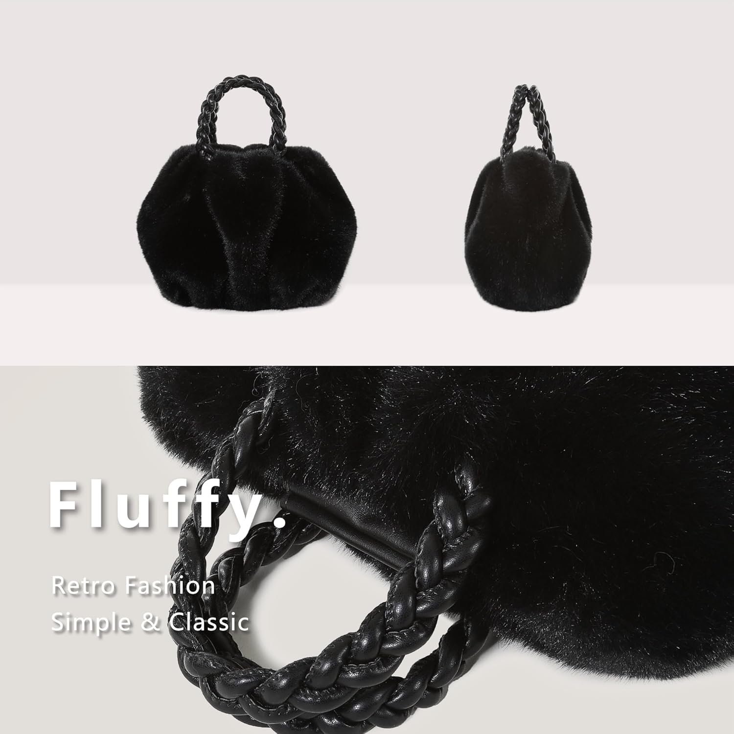 Fur Story Tote Bag Faux Fur Purses for Women Plush Handbag Fuzzy Shoulder Bag Big Capacity Black Purse for women’s Girls | Faux Fur, Purses, Plush Handbag, Big Capacity, for women's, Girls