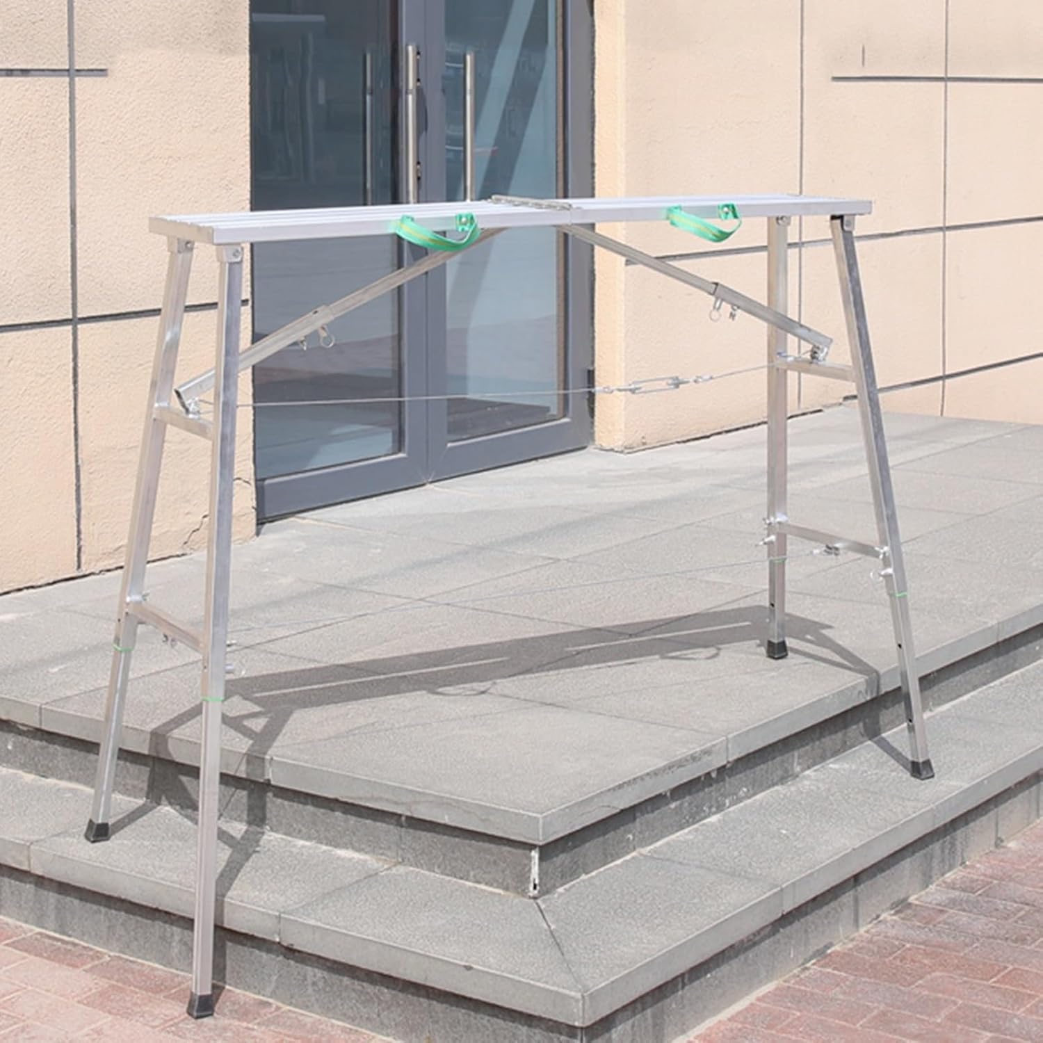 Aluminum Alloy Horse Stool,Adjustable Lifting Work Platform,Foldable Scaffolding,for Home Decoration,Lifting Items,Wall Painting,Can Bear 150kg(150x27cm)