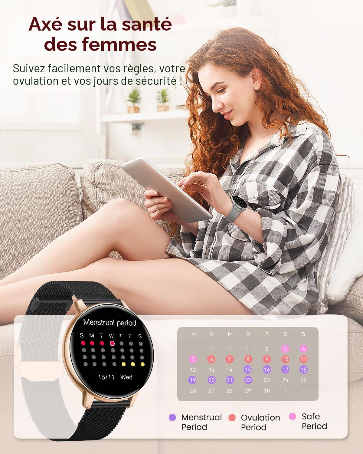 SWGOTA Montre Connectée Femme avec Appel, 1.39" HD Smartwatch avec 120+ Modes Sport, 24H Fréquence Cardiaque, Santé Au Féminin, Sommeil, SpO2, Podomètre, Calories IP68 Montre Femme Android iOS Argenté