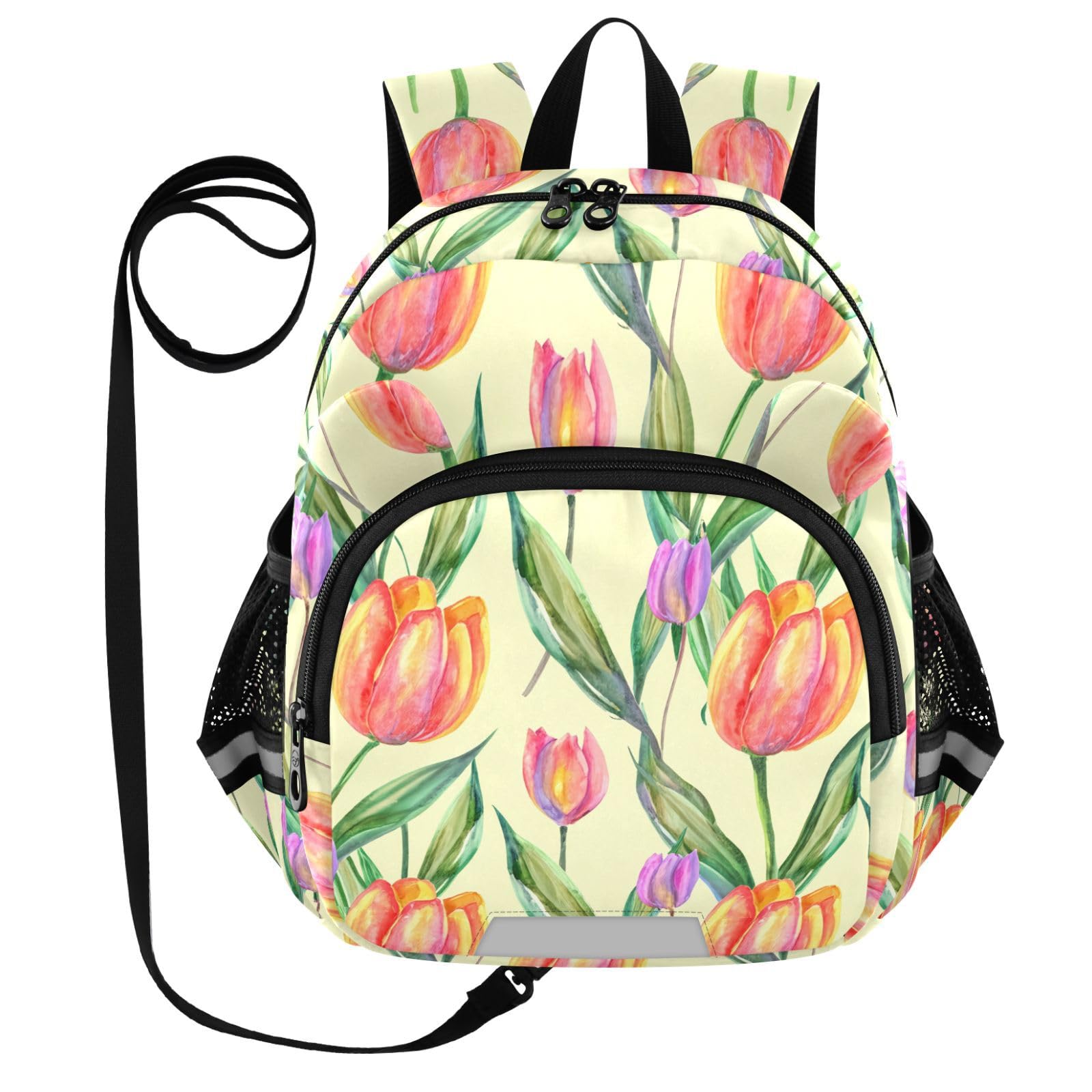 Watercolor Leaves Yellow Toddler Harness Backpack for Boys Girls 3-6 Years Kids Backpack with Anti Lost Safety Leash Baby Harness Bookbag for Preschool Walking Travel