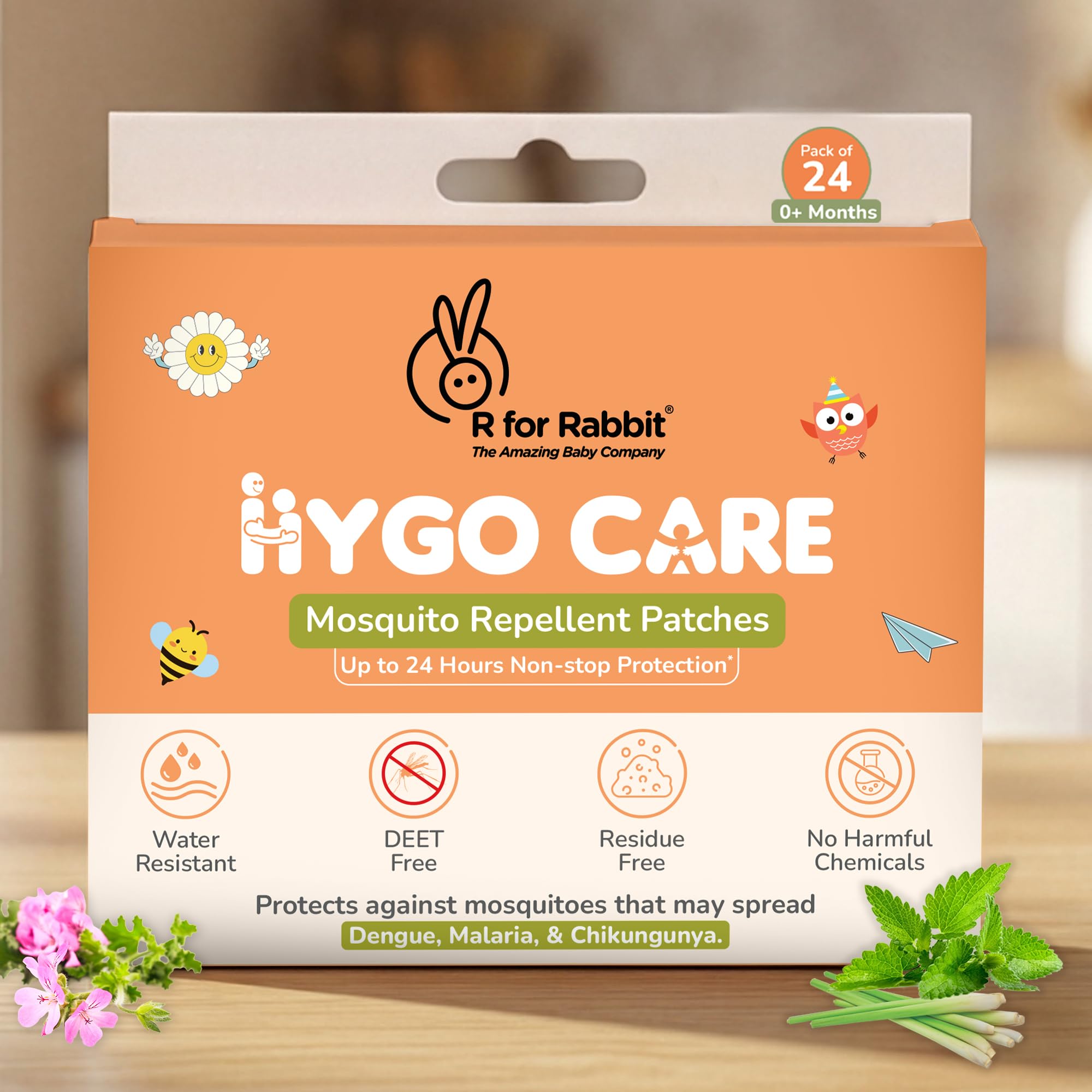 R for Rabbit Hygocare Natural Mosquito Repellent Patches for Babies – 24-Hour Full Day Protection, Cute Prints, Easy to Use, Water-Resist, Protects Kids from Dengue, Malaria, Chikungunya (Pack of 24)-image-22