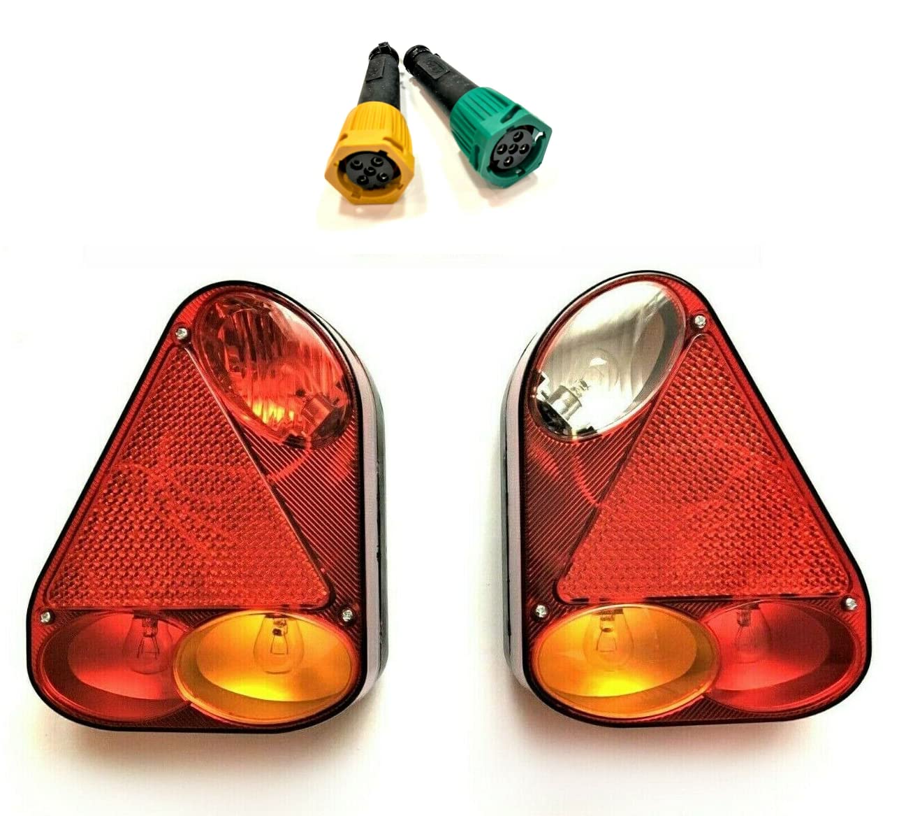 2 Pilotos Traseros para Remolques, 12 V, con Bombillas 12 V incluidas, Conector de Bayoneta, Set de Conexión
