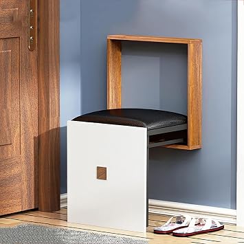 Wall-Mounted Folding Shoe Stool, Wall-Mounted Bathroom Stool, Folding Shower Seat, Solid Wood Wall-Mounted Folding Chair, Easy Installation, for Hall, Porch, Balcony,Teak