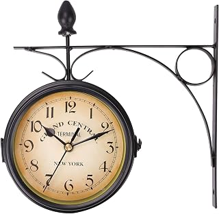 Youyijia Double Sided Wall Clock 4.8 Inches Outdoor Clock Vintage Wall Mounted Garden Clock Weatherproof Fashion Design with Outside Bracket