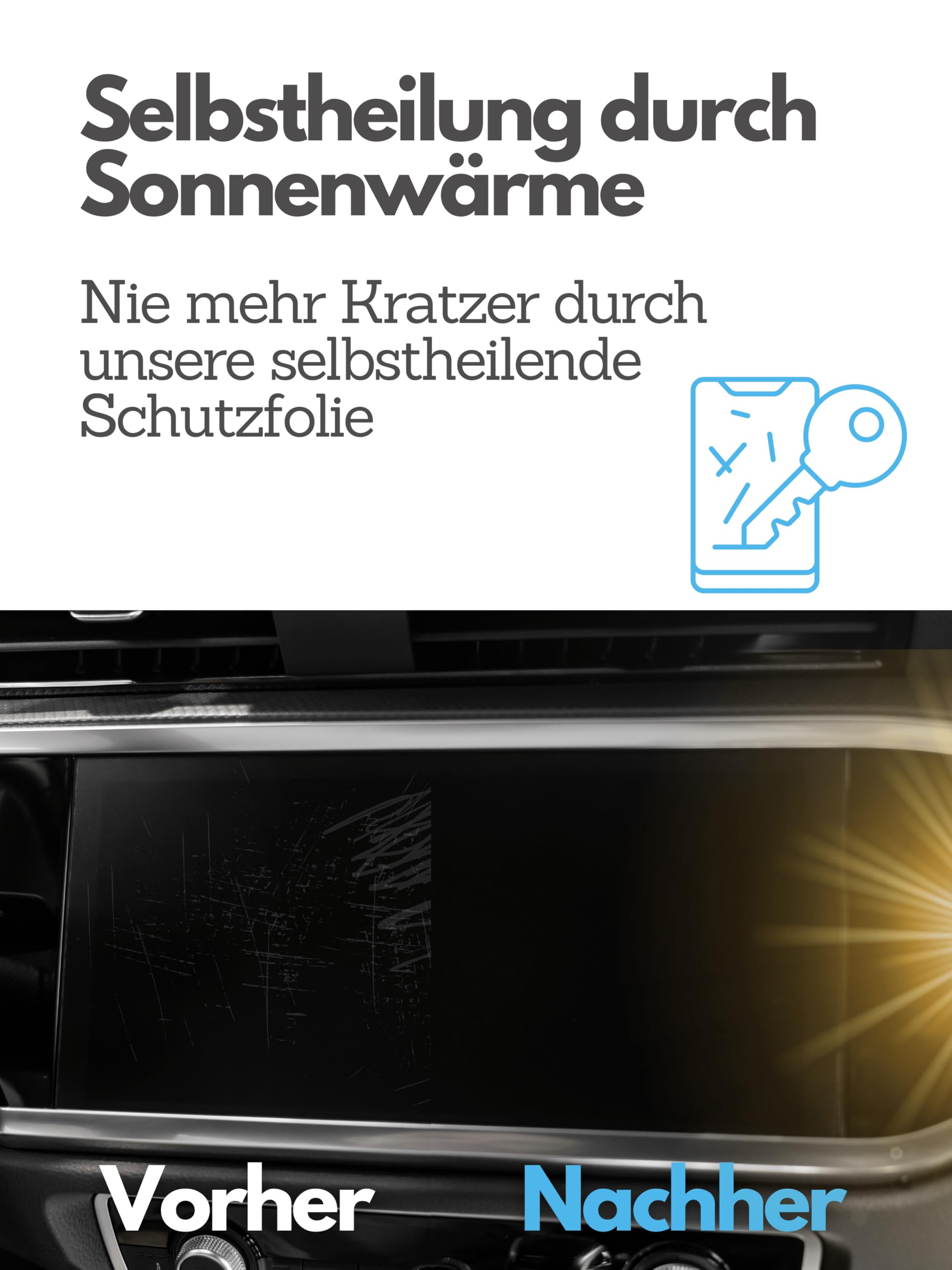 DISSKIN® Displayschutzfolie kompatibel mit versch. Audi Modellen, selbstheilend durch Wärme, Matt, antibakterielle Beschichtung, Anti-Fingerabdruck (Kompatibel zu Audi Q3 / RSQ3 ab 2019)