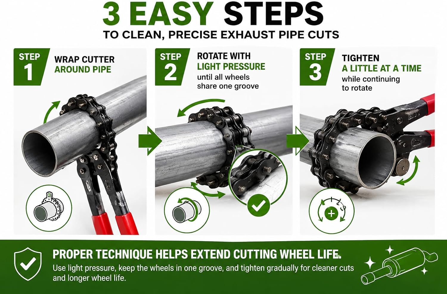 OEMTOOLS 27045 Exhaust Cutter Cuts 3/4" to 3-1/4" Pipe One-Handed image 2