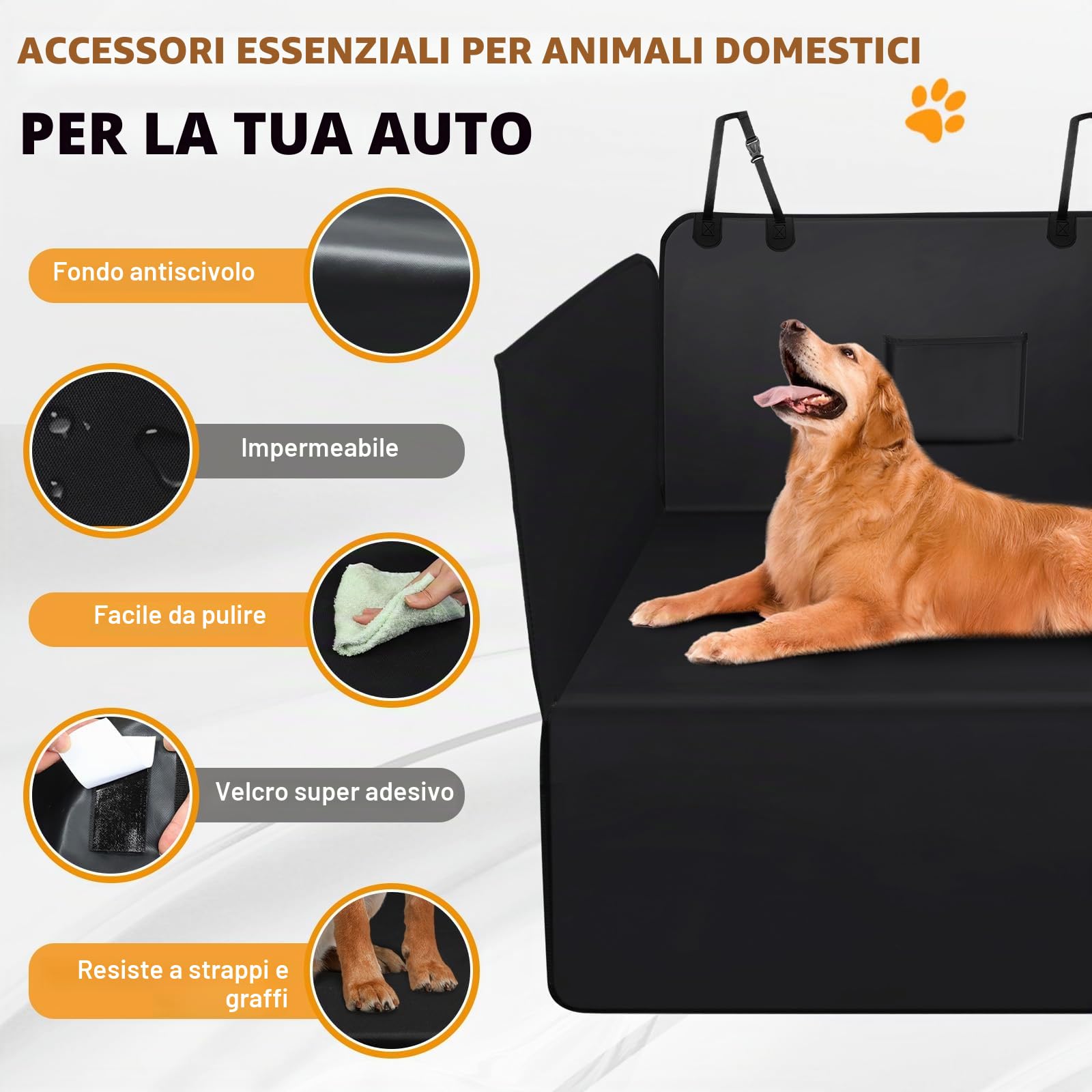 Zanfqvo Telo Bagagliaio Auto per Cani - Copri Bagagliaio Auto Universale con Protezione Laterale - Impermeabile Antipolvere Protezione Copertura per Station Wagon, Furgoni e SUV