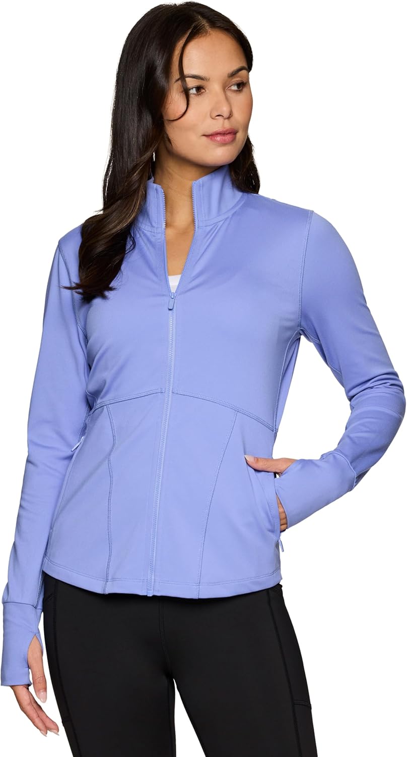 RBX Active Running Jacket for Women, Lightweight Zip Up Mock Neck Yoga Jacket With Zipper Pockets