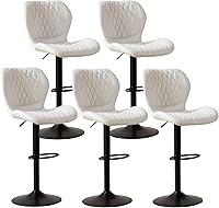 Vista 30 de Juego de 4 taburetes de bar, modernos taburetes giratorios de altura de mostrador para sillas de isla de cocina, taburetes de bar de tela ajustables
