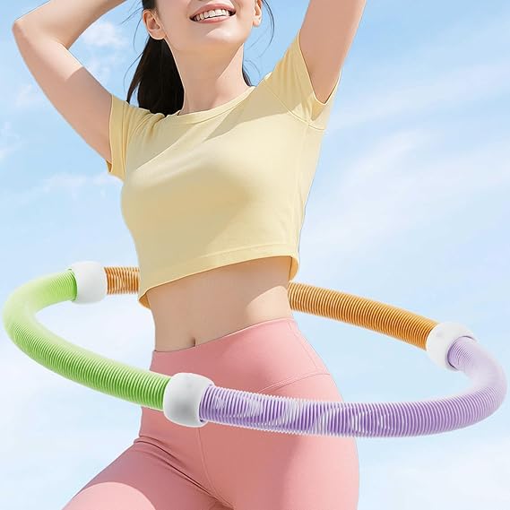 Worparsen Weighted Soft Hula Circle for Adult Fitness – Foldable Circle Hoops 3.3 lbs Weighted Spring Hoops, Higher Calorie Burn, Portable Slimming Exercise Equipment for Home and Travel