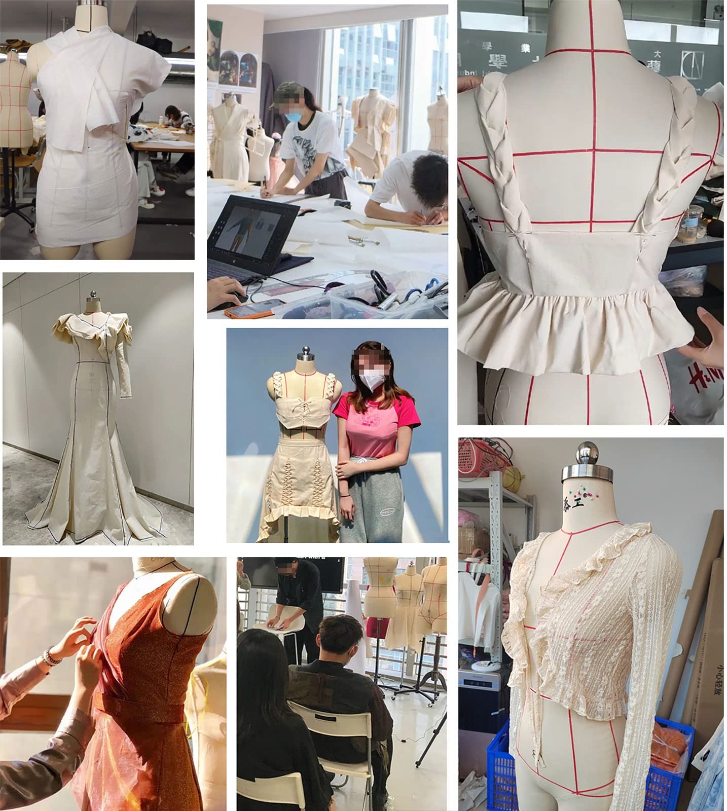 Maniquí femenino de costura con soporte con ruedas, altura ajustable, forma de vestido de maniquí para estudiantes, principiantes, fabricación de prendas de vestir