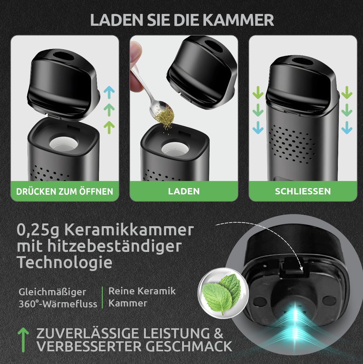 K1 Vaporizer | Verdampfer Kräuter | 2 Jahre Garantie, Vaporizer mit 10er Akku, Timer und 28 Sekunden bis 180°C, Präzisionssteuerung in 1°C-Schritten bis 224°C (Keine Verbrennung)
