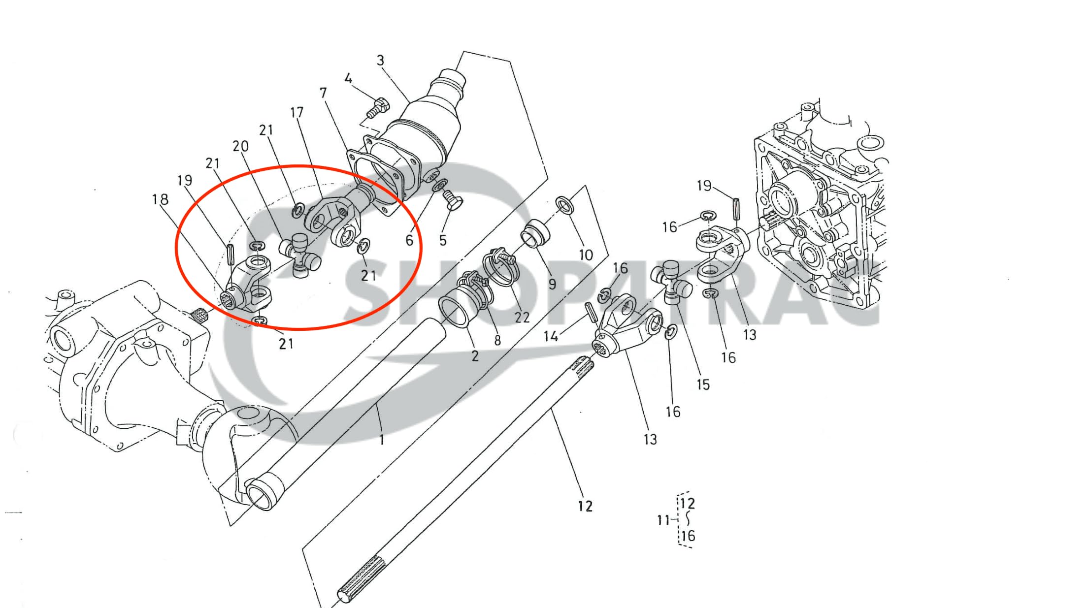 Albero cardanico Compatibile con Kubota B1200 - B7200 | Aste | B1-14 - B1-17