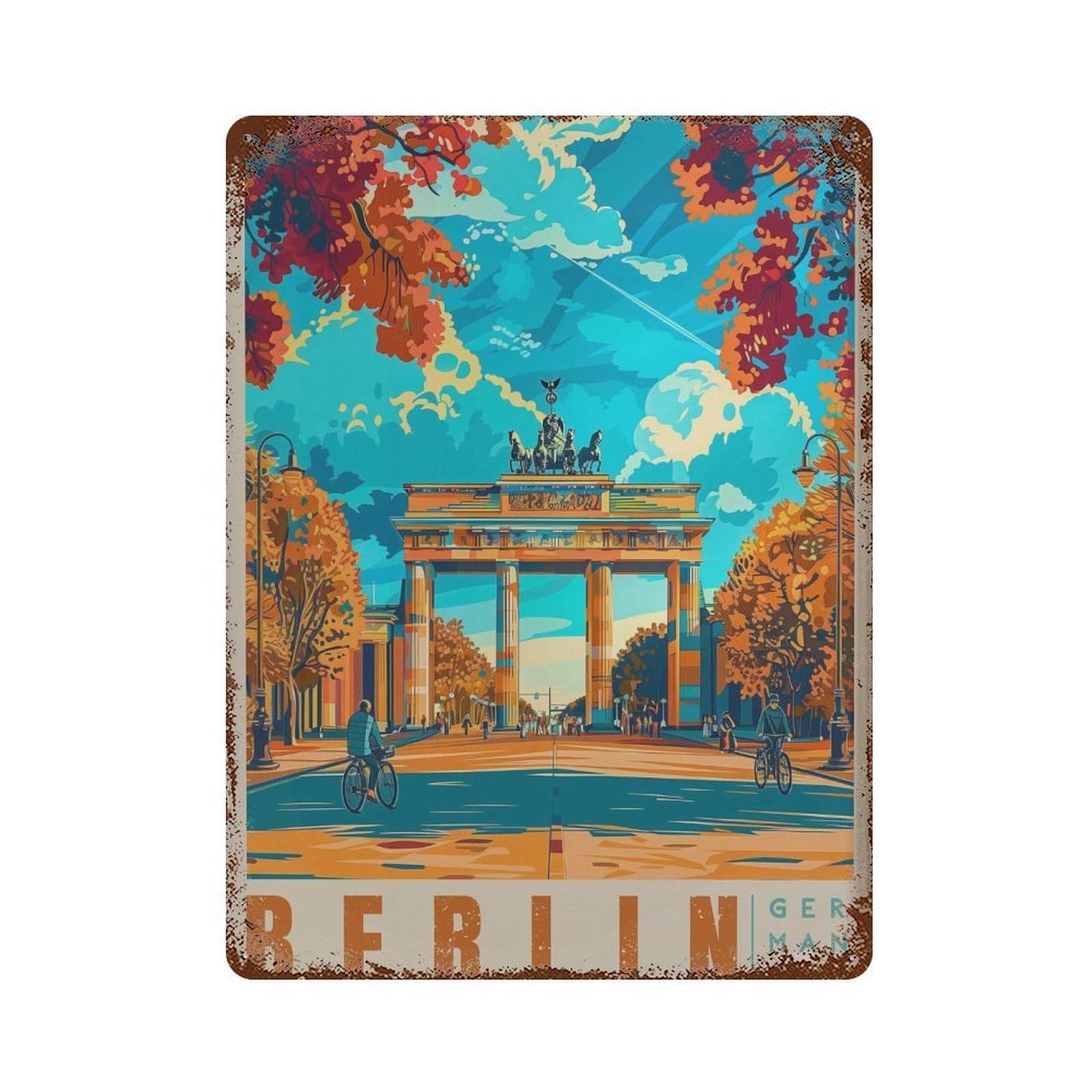 xiaoxiaoshen Berlin Travel Brandenburg Gate Germany Wall Decor Art Metal Tin Poster Modern Home Decor Art Home Bar Shop Decorations Vintage Sign 40x30cm