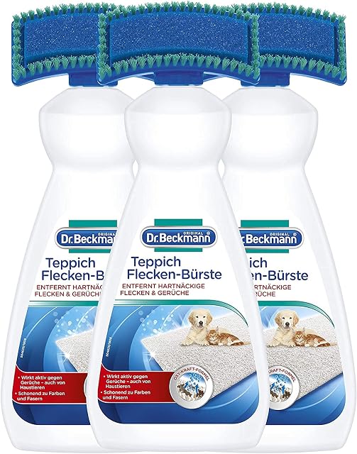 Dr. Beckmann Szczotka do czyszczenia dywanów (3 x 650 ml), do usuwania nawet uporczywych plam i zapachów, w zestawie aplikator w formie szczotki