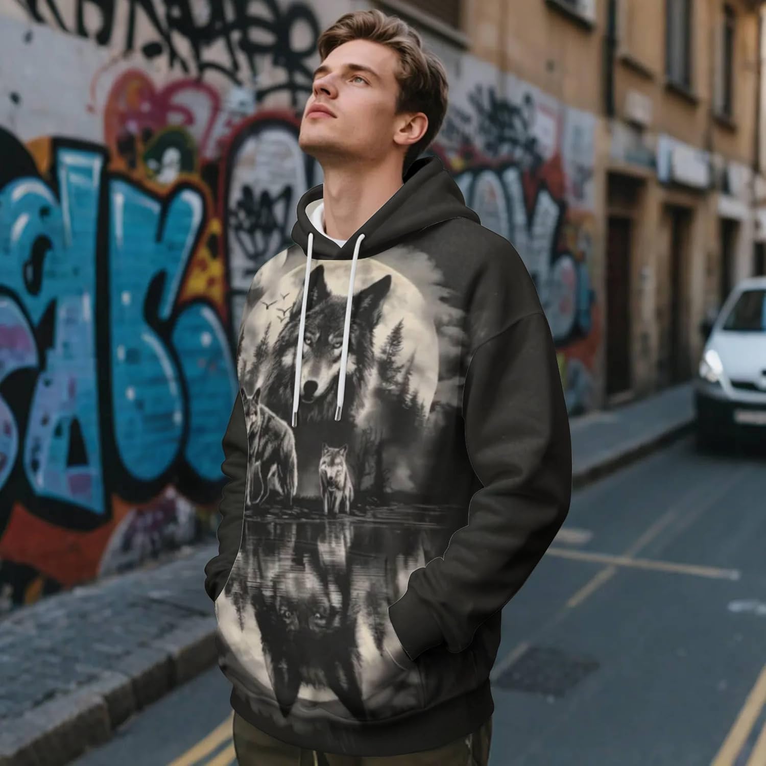 3D Graphic Hoodies for Men Cool Unique Printed Sweatshirt Fabric Comfortable Casual Pullover Novelty Gift for Him - Image 2