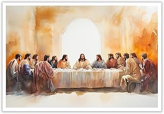 The Last Supper Canvas Wall Art Christian Jesus And Twelve Apostles Poster Bible Story Religious Christian Aesthetic Prints Painting For Living Room Bedroom Office Wall Decor 12x16in Unframed